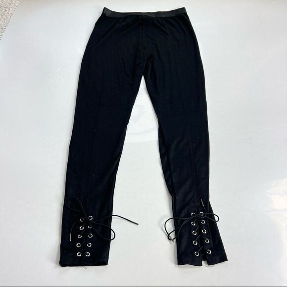 FREE PEOPLE Small Black Leggings NWT New Movement Lace Up Ankle Joggers Leggings - Picture 5 of 9